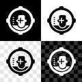 Set Headshot icon isolated on black and white, transparent background. Sniper and marksman is shooting on the head of Royalty Free Stock Photo