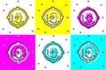 Set Headshot icon isolated on color background. Sniper and marksman is shooting on the head of man, lethal attack