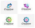 Set of Health Gear Creative logo concepts, Pulse Gear logo template, abstract colorful icons, elements and symbols - Vector