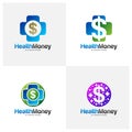 Set of Health Money Logo Design Concept Vector. Money Health Logo Template. Icon Symbol. Illustration