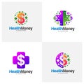 Set of Health Money Logo Design Concept Vector. Money Health Logo Template. Icon Symbol. Illustration