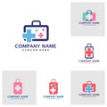 Set of Health Suitcase logo design vector. Suitcase logo design template concept Royalty Free Stock Photo