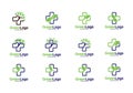 Set of Health tree people logo and Icon Template, Green logo vector Royalty Free Stock Photo