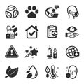 Set of Healthcare icons, such as Dog paw, Health eye, Medical vaccination symbols. Vector