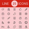 Set Of 25 Healthcare Line Icons