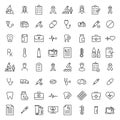 Set of healthcare thin line icons.