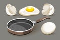 Set for healthy breakfast pan with oil
