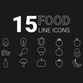 Set of healthy food icons with white outline without color Royalty Free Stock Photo
