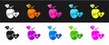 Set Healthy fruit icon isolated on black and white background. Vector Royalty Free Stock Photo