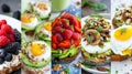 Set of healthy ideas of protein breakfast