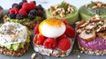 Set of healthy ideas of protein breakfast