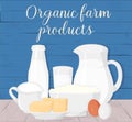 Set of healthy organic farm food. Vector illustration