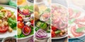 A set of healthy vegetable salads, collage. Royalty Free Stock Photo