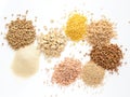 Set of heap various grains and cereals isolated Royalty Free Stock Photo