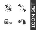 Set Hearing aid, Joint pain, knee pain, Disabled car and Human broken bone icon. Vector