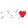 Set of Heart with arrow icon. Valentines day vector line and flat icon , design. Arrow of cupid, Love symbol with arrow