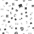 Set Heart, Broken heart, shape in flower and shaped love glasses on seamless pattern. Vector