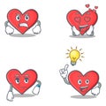 Set of heart character with angry love waiting idea