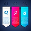 Set Heart with cross, Animal volunteer and Taking care of children. Business infographic template. Vector