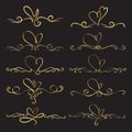 Set Of Heart Decorative Calligraphic Elements For Decoration.