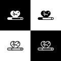 Set Heart disease and death caused with smoking icon isolated on black and white background. Vector Royalty Free Stock Photo