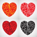Set of Heart Elements Calligraphic Vintage Design