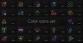 Set of Heart, Event click and Balloon dart line icons. For design. Vector