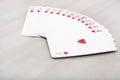Set of heart playing cards