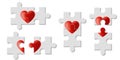 Set of heart puzzles represent Love on white background