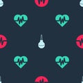 Set Heart rate, Enema and on seamless pattern. Vector Royalty Free Stock Photo