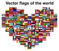 Set of heart-shaped flags