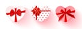 Set of heart-shaped gift boxes with red bow isolated on transparent background.Vector illustration Royalty Free Stock Photo