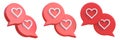 Set of heart in speech bubble icon isolated on a white background Royalty Free Stock Photo