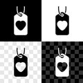 Set Heart tag icon isolated on black and white, transparent background. Love symbol. Valentine day symbol. Vector Royalty Free Stock Photo