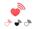 Set of heart wifi. Love signal. Wifi hotspot signal.