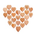 Set of hearts cookies, gingerbread with glaze Royalty Free Stock Photo