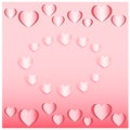 Set of the hearts cut out from pink paper Royalty Free Stock Photo