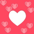 Set of the hearts cut out from pink paper Royalty Free Stock Photo