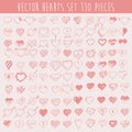 Set Hearts Design Elements Valentine Hand Drawn Royalty Free Stock Photo