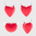 Set of hearts devil isolated on white. Royalty Free Stock Photo
