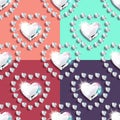 Set Hearts diamonds Seamless pattern beautifu vector Royalty Free Stock Photo