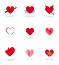 Set 9 hearts icons