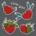 Set of hearts. love you symbol