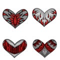 Set of hearts ornamental pattern.