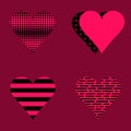 Set of hearts pink and black