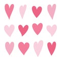 Set of hearts pink color