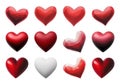 A set of hearts with a red heart on the bottom, Hearts Set Outline With Offset Colours, Split Line Hearts Lineal Colour, Heart