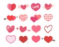 Set of hearts. Red and pink color