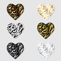 Set of hearts with a striped pattern Royalty Free Stock Photo