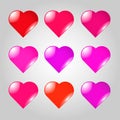 Set of red and lilac hearts Royalty Free Stock Photo